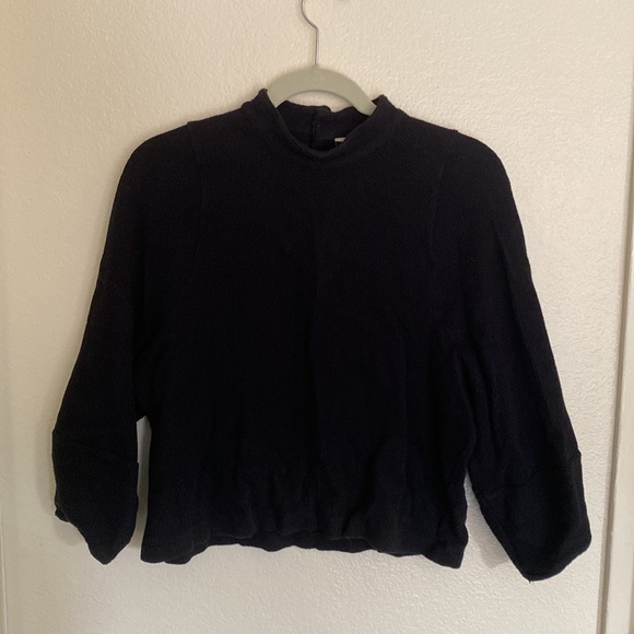 Madewell textured button back mock neck sweater - Picture 3 of 7